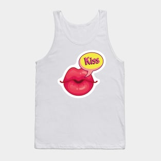 KISS ME KAWAII DESIGN ANIME MOUTH SEXY KAOMOJI LIPS EMOTICON CARTOON Tank Top